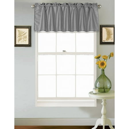 Silk Elements Inc (S18) SILVER GRAY 1PC Elegant Straight Faux Silk Rod Pocket Swag Waterfall Valance, 55