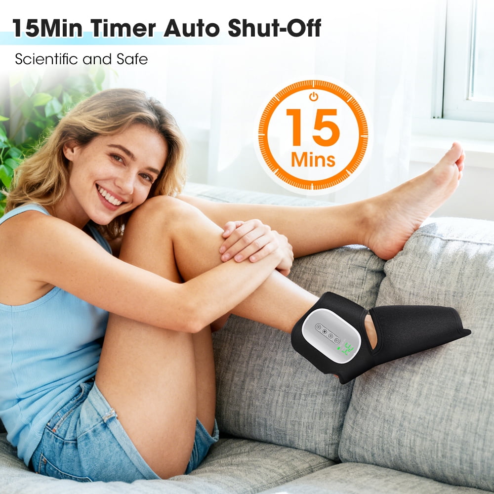 Cordless Ankle Massager, Dual Air Compression & 4-Level Heat Foot Massager, Portable Foot Massager Machine, Adjustable Intensity for Home Office, Foot and Ankle Massager Gift for Men Women, Black