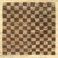thumbnail image 1 of Ahgly Company Machine Washable Indoor Square Contemporary Saddle Brown Area Rugs, 5' Square, 1 of 7