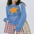 thumbnail image 3 of Women Star Knit Sweaters Oversized Long Sleeve Loose Lightweight Pullover Tops, 3 of 5