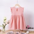 thumbnail image 4 of Lenpel Toddler Girls' Dress Ruffle Sleeveless Crew Neck Solid Color Dresses Casual Summer Outfits 2-9 Years, 4 of 7