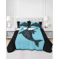thumbnail image 3 of Quilts Twin XL Size, Black Blue Dolphin Soft Comforter Bedding Set for Bed, Summer Beach Coastal Modern Art Lightweight Quilted Bedspread with Pillow Cover(2 Pieces) for All Season, 68x98 Inch, 3 of 6