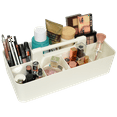 thumbnail image 3 of 2 PACK - Enjoy Organizer Portable DIY 8 Dividers Durable Plastic Organizer Tote Tool, Supply, Vanity Storage Home Office School Makeup Cleaning Caddy with Handle Made In USA Ivory, 3 of 6