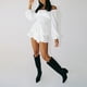 thumbnail image 4 of Vestido mini con volantes y pantalones cortos, hombros descubiertos, mangas largas abullonadas, cintura plisada, vestido princesa, lindo vestido francés, 4 of 6