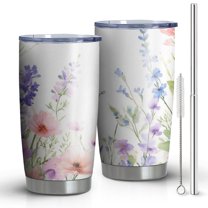 20 Oz Pioneer Flower and Butterfly Coffee Tumbler Double Wall Insulated Stainless Steel Water Bottle | Metal Reusable Thermoses Flask with Cup Cap | Leak & Sweat Proof with Anti-Dust Lid