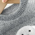 thumbnail image 5 of IVEYRTF Girls Cardigan Sweater with Cute Knit Dog Print Warm Cozy Open Front Solid Color Fall Winter Fleece-Lined Outerwear Sweater Tops(Gray,3 -4 Years), 5 of 7