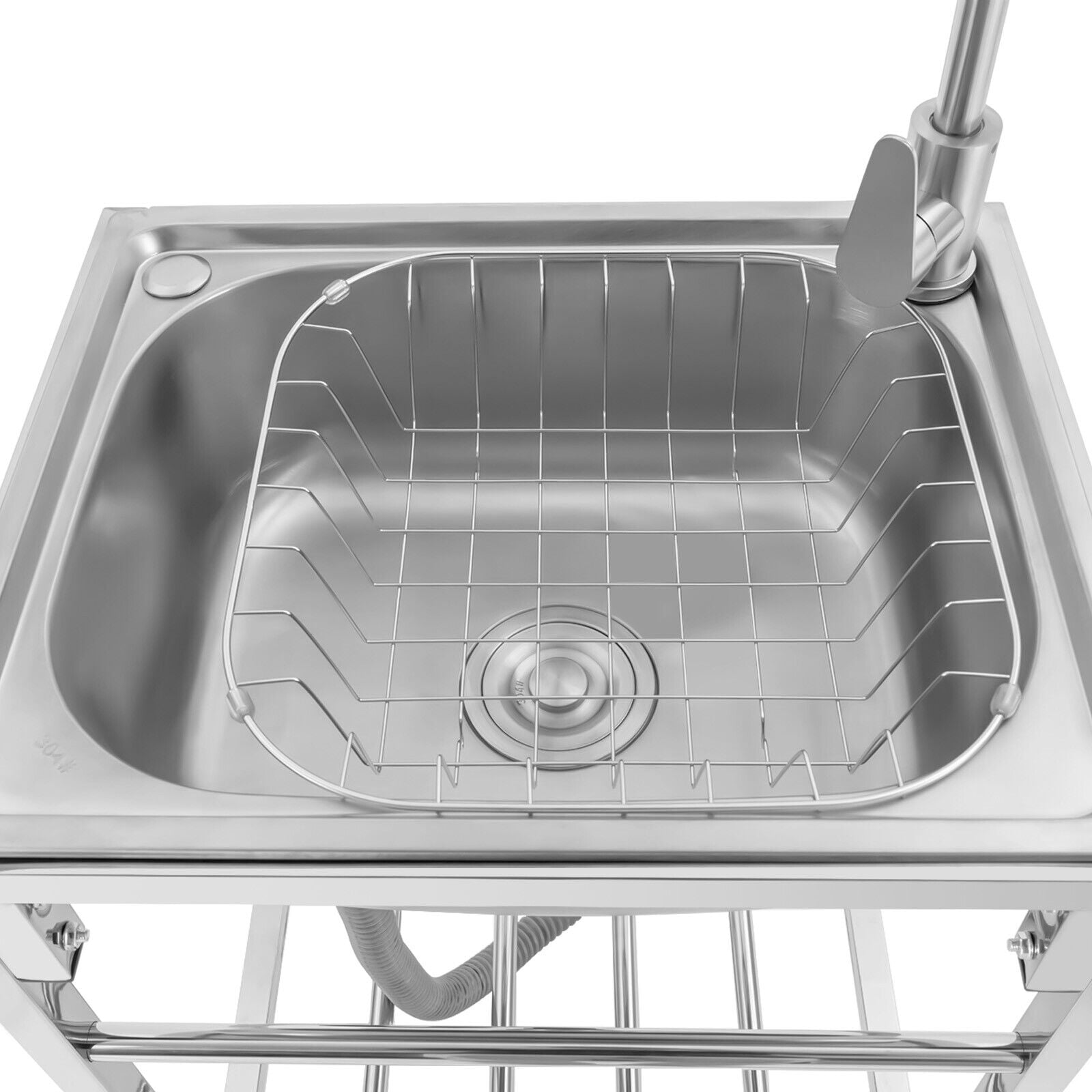 Stainless Steel Single Bowl Utility Sink Freestanding Basin Sink for Laundry Room Bathroom Kitchen