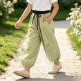 thumbnail image 5 of Rrxhxhs Pants for Girls Color Block Drawstring Elastic Waist Pleated Loose Baggy Casual Joggers with Side Pockets,Yellow,4-5 Years, 5 of 6