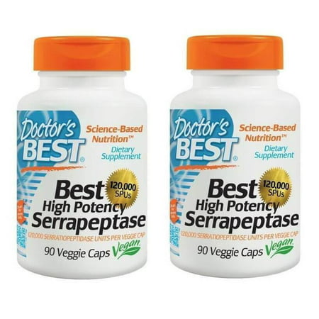 Doctor's Best - Best High Potency Serrapeptase, 90 Veggie Caps - 2 (Doctor's Best High Potency Serrapeptase 120 000 Units 90 Count)