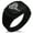 Black, variant on Stainless Steel Juggernaut Elephant CZ Ribbed Needle Stripe Pattern Biker Style Polished Ring