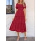 thumbnail image 5 of Vestido PRETTYGARDEN Verano 2025 Midi Cuello Cuadrado Rojo XXL, 5 of 6