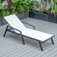thumbnail image 2 of LeisureMod Marlin Patio Chaise Lounge Chair with Armrests Poolside Outdoor Chaise Lounge Chair for Patio Lawn & Garden Modern Black Aluminum Suntan Chair with Sling Chaise Lounge Chair (White), 2 of 15