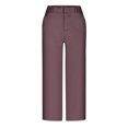 thumbnail image 4 of WQQZJJ Women's Fashion Capri Pants, Solid Color Button Zipper Casual Wide Leg Pants, Loose With Pockets Versatile Pants, 4 of 5