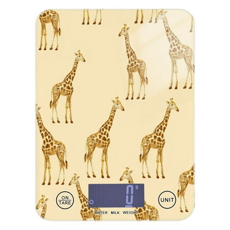 

Kitchen Electronic Scale Food Scale 7.68x5.71 inch Multifunctional Digital Kitchen Scale Tempered Glass Decorative Baking Cooking Meal Preparation Pale Yellow Giraffe