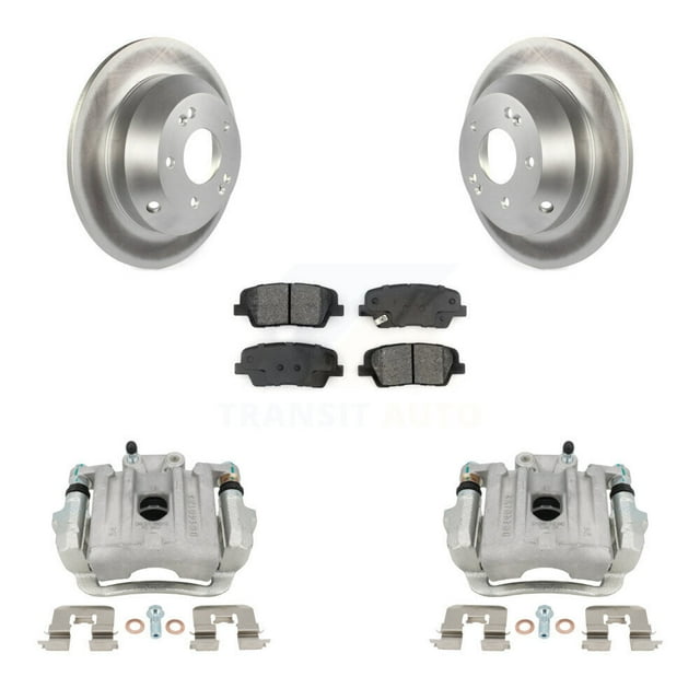 Transit Auto Rear Disc Brake Caliper Coated Rotors and Semi-Metallic Pads Kit for Car 2014-2015 Kia Sorento with Red Painted Calipers KCG-100299S