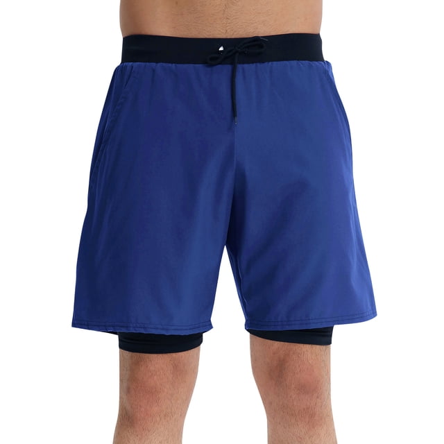 Pantalones cortos deportivos 2 en 1 para hombre, bolsillo, elástico, transpirable, baloncesto, correr, Fitness