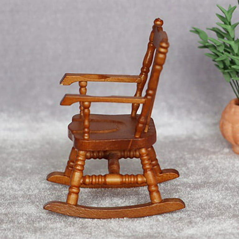4Pcs 1:12 Scale Miniature Wooden Rocking Chairs - White Dollhouse Furniture For Displays