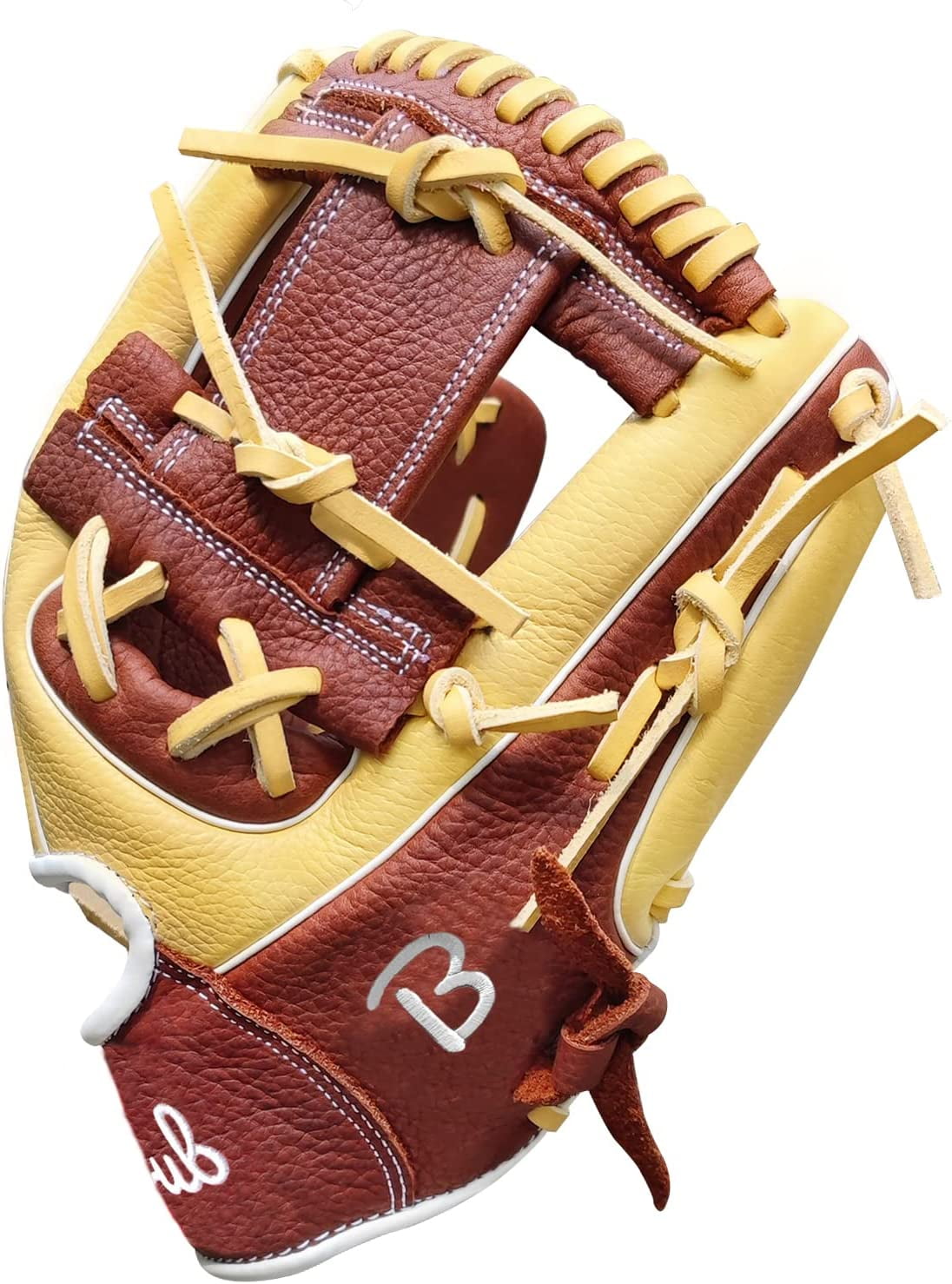 Beoub Baseball Softball Glove Full Grain Leather Youth Adults Mens Women 11.5 Inch Left Handed Throw I Web Infield Fielding Mitts Junior Youth Fastpitch Slowpitch Glove Gifts