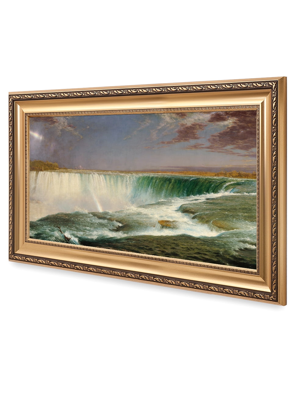 DECORARTS Niagara Falls by Frederic Edwin Church, Giclee Print on Canvas.  Ready to Hang Framed Wall Art for Home and Office Decor. Total Size w/ Frame:  36x22