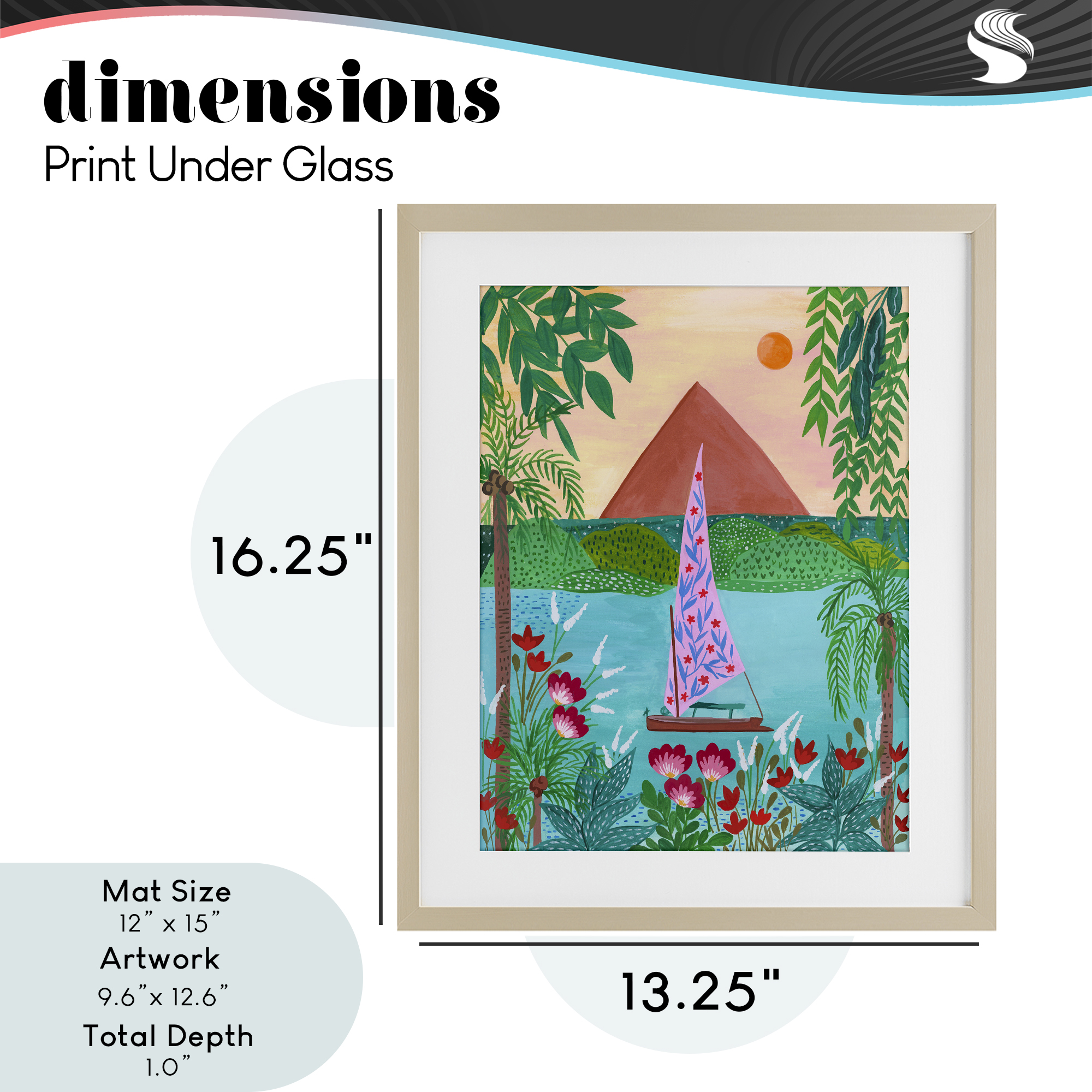 Sailboat on Egypt Nile Birch Framed Print Under Glass, design by Nabeela Rumi