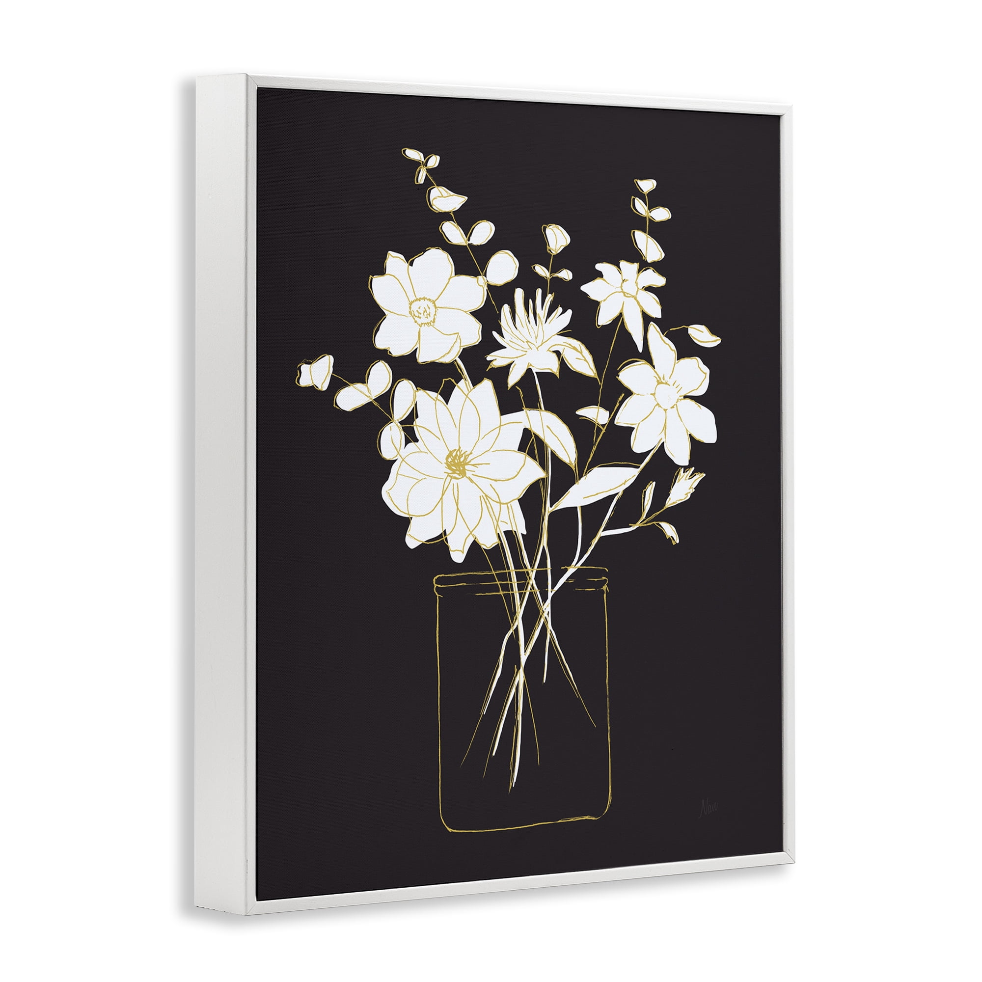 Stupell Industries Classy Jar of Flowers Botanical & Floral Painting White Framed Art Print Wall Art, 16 x 20