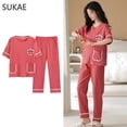 thumbnail image 1 of SUKAE-ropa de dormir de dos piezas para mujer, pijama de tiras de talla grande, minimalista, Kawaii, rosa, para adolescentes, verano, M-5XL, 1 of 4