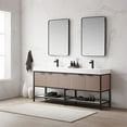 thumbnail image 3 of Marcilla 72" Double Composite Stone Sink Top Almond Coffee Bath Vanity w/ Mirror, 3 of 13