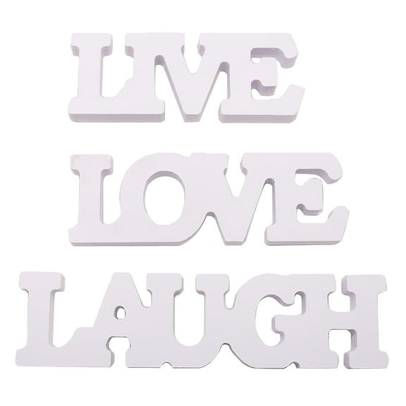 3Pcs LAUGH LIVE LOVE Wooden Bedroom Wall Decoration Word Ornaments for Home