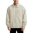 thumbnail image 2 of Men's Oversized Retro Streetwear Zip-Up Notch Lapel PU Leather Jacket, Khaki, Size L, 2 of 5