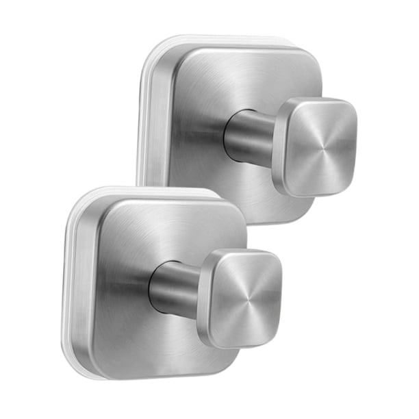 2 ganchos con ventosa, resistentes al óxido, decorativos, sin taladro, impermeables, de acero inoxidable, para colgar de espejos de baño. Plata