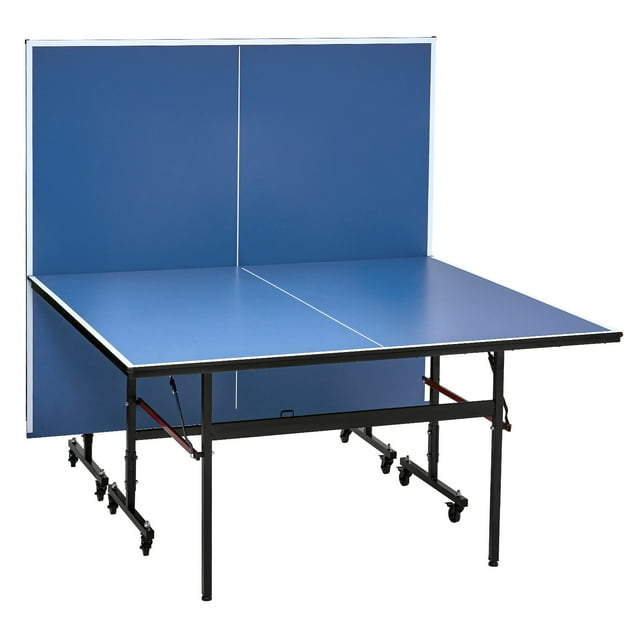 KFFKFF Ensemble de Tennis de Table, Expérience de Ping-Pong Intérieure Pro, Table Mobile en MDF, Conception à Pliage Facile avec Filet à Pince Rapide et Roues Sécurisées, Configuration Simple en 10 Min, Surface de 12 mm