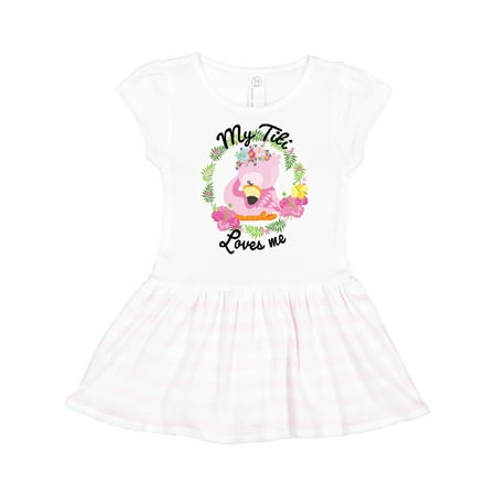 

Inktastic Baby Flamingo My Titi Loves Me with Flower Wreath Gift Toddler Girl Dress