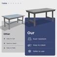 thumbnail image 6 of SERWALL Outdoor HDPE Dining Table Set, 7‑Piece Patio Dining Set with 6 Armless Chairs & Umbrella Hole, Gray, 6 of 8