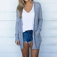 thumbnail image 4 of Cardigan Décontracté Femmes Solide Tout Assorti Grande Taille Longue Manteau de Cardigan de Style avec Poches Automne, 4 of 7