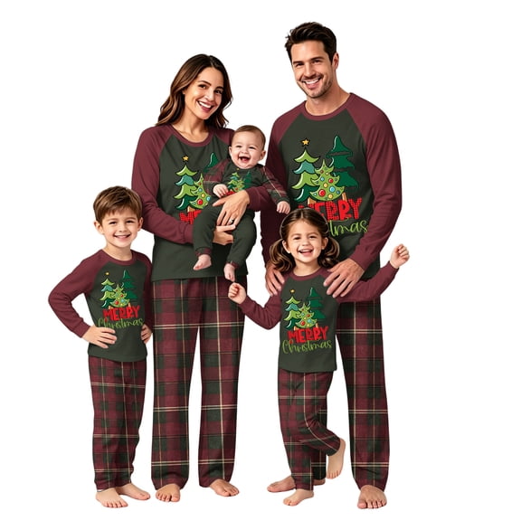 Lvotionpl 2026 Family Christmas Pajamas Matching Sets, Match Family Christmas Pjs Long Sleeve Top & Pants Set Matching Holiday Family Pajama Xmas Sets