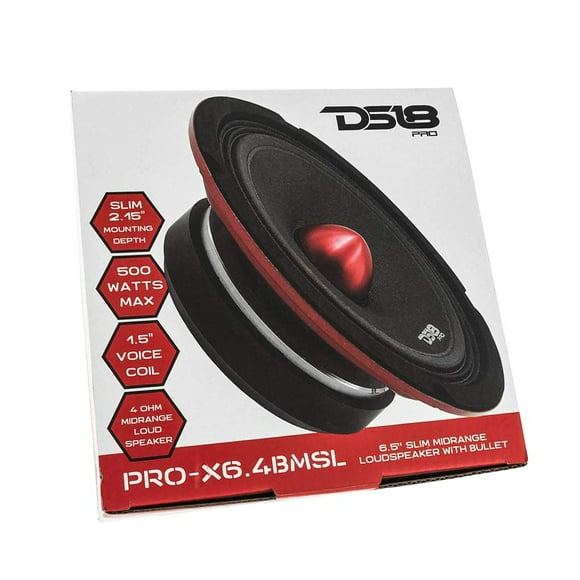 DS18 PRO-X6.4BMSL 500 W Max 6.5" 4-Ohms Voiture Audio Mince Milieu de Gamme Bullet Haut-Parleur