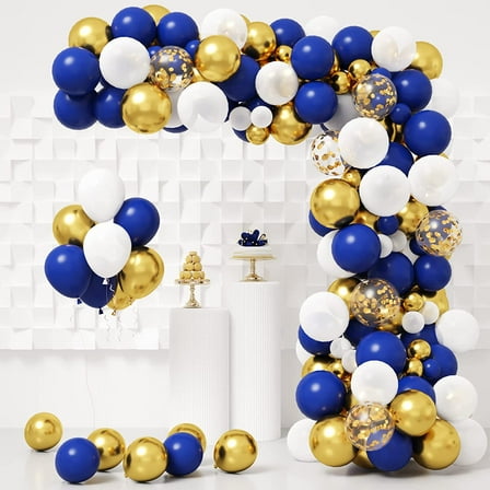Navy Blue Gold Balloon Garland Arch Kit 145PCS Royal Blue Gold White Balloons for Graduation Birthday Party Baby Shower Decoration