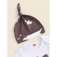 thumbnail image 5 of Bagilaanoe 3pcs Newborn Baby Boys Summer Outfits Pants Set Letters Short Sleeve Romper Tops + Leggings + Hat 3M 6M 12M Infant Casual Clothes, 5 of 7