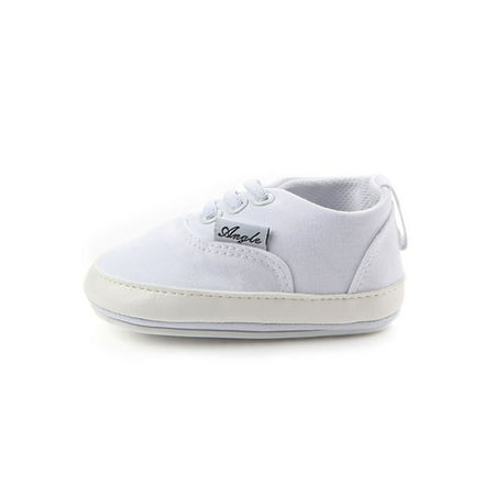 

SIMANLAN Kids Sneakers Elastic Band Crib Shoe Round Toe Canvas Shoes Baby Girls Boys Anti Walking Sneaker Newborn Rubber Soft Sole Loafers White 4C
