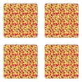 thumbnail image 1 of Fruit Coaster Set of 4, Tropical Nature Fruits with Orange Watermelon and Strawberries Colorful Vegan Food, Square Hardboard Gloss Coasters, Standard Size, Multicolor, by Ambesonne, 1 of 2