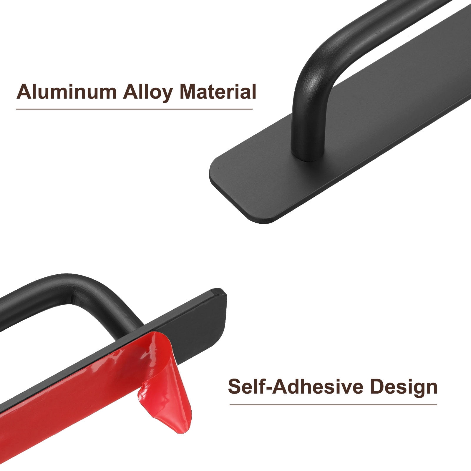 Unique Bargains Adhesive Cabinet No Drilling Handle Pulls for Closet 5.8" Black 2Pcs