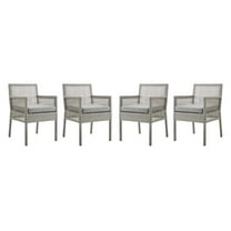 Aura Dining Armchair Outdoor Patio Wicker Rattan Set of 4 in Gray Gray