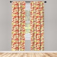 thumbnail image 3 of Ambesonne Yellow Curtains, Cup with Dots and Fruits, Pair of 28"x95", Yellow Scarlet, 3 of 5