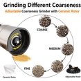 thumbnail image 4 of Salt and Pepper Grinder Set of 3 Sea Salt Grinder Black Pepper Mill Refillable Salt and Pepper Shakers Adjustable Coarseness Ceramic Rotor Stainless Steel Salt Pepper Mill Grinder, 4 of 8