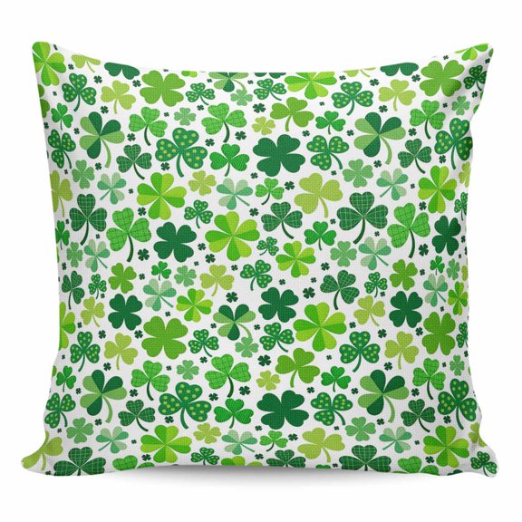 St. Patrick's Day Pillow Covers 18x18 Inch Decorative Throw Pillow Cover, Spring Green Lucky Irish Clovers Sofa Pillowcases Accent Cushion Case Home Decor Bedroom Living Room