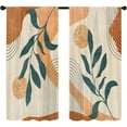 thumbnail image 6 of Mid Century Boho Kitchen Curtains 27.5W X 39L Inch 2 Panels Rod Pocket Geometric Modern Bohemian Arch Leaves Abstract Small Short Cafe Tier Curtain Window Drapes Treatment Home Decoration, 6 of 6