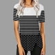 thumbnail image 2 of Blusas de Manga Corta para las Mujeres, Botón Impreso Casual Abajo Cuello Redondo Superior, Tela de Imitación Ligera, 2 of 5