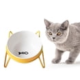 thumbnail image 3 of Cuenco de cerámica para perros con alimentador de soporte elevados para alimentos para perros y , Amarillo, 3 of 8
