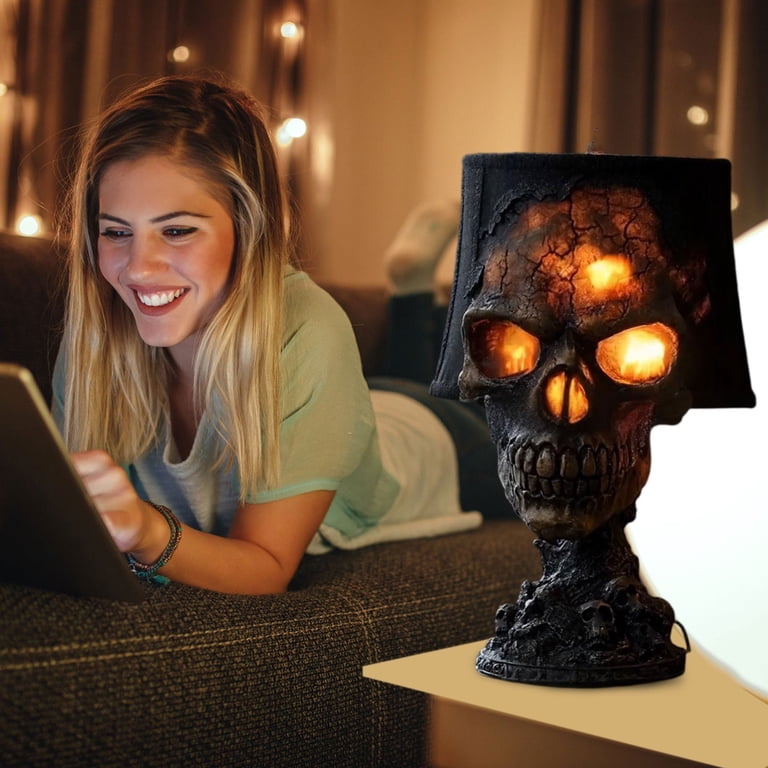 MKKAS Skull Lamp, Spooky LED Desk Light, Halloween & Gothic Decor