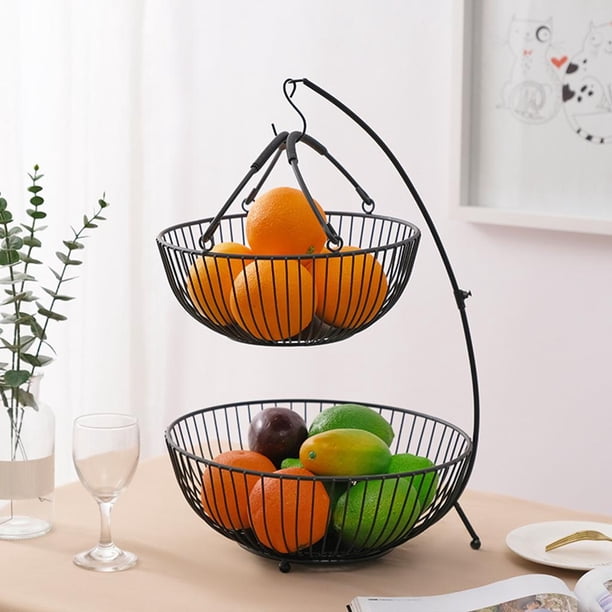 Soporte para frutas de Hierro Perfecl Canasta de 2 niveles